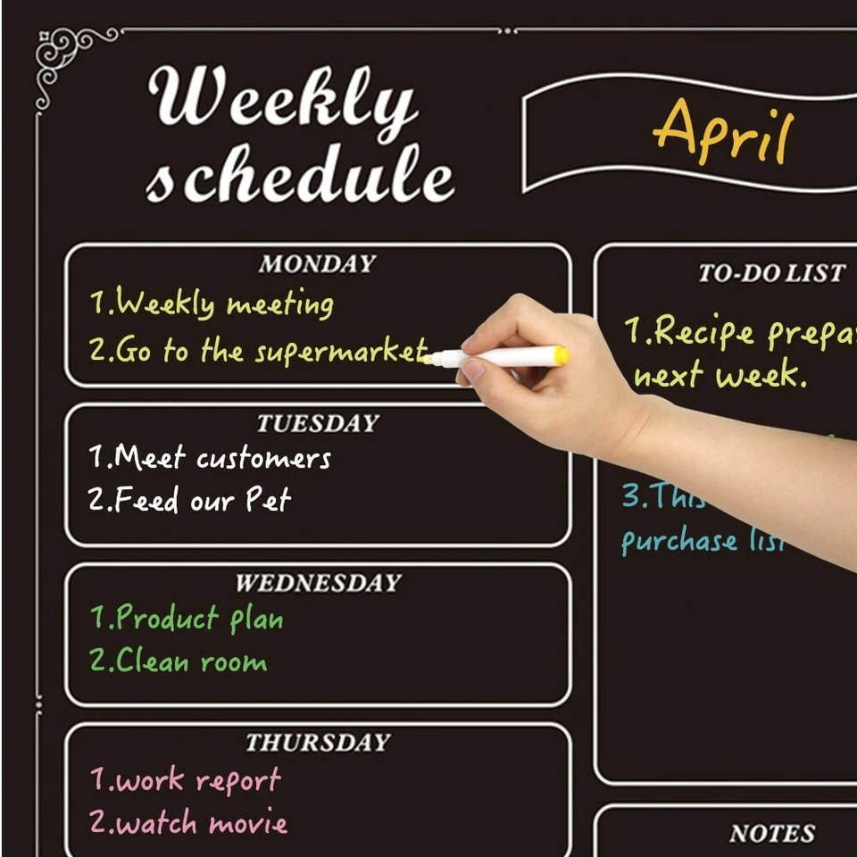 Weekly Schedule Plan Board Magnetic Refrigerator Chalkboard Meal Planner Sticker - Image 1 of 4