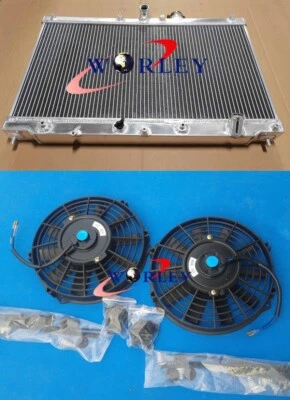 For HONDA ACCORD 1990-1993 PRELUDE 1992-1996 AT Aluminum Radiator&FANS - Image 1 of 4