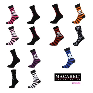 Ankle Socks Ladies Gothic Skull Design Halloween Colourful Striped Styles - Picture 1 of 14