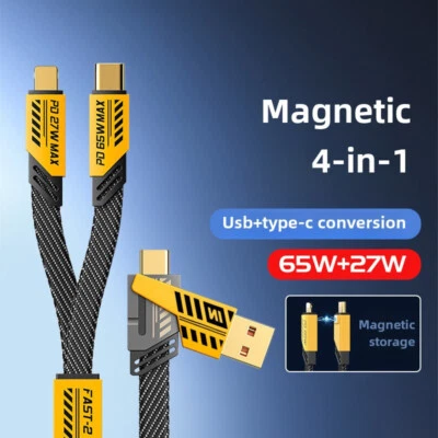 Cable de carga súper rápido 4 en 1 120 W cargador cable de datos USB-C para iPhone Samsung Foto 1 de 4