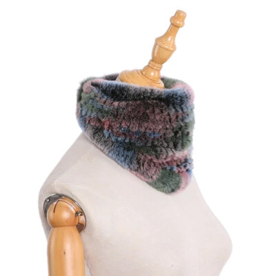 Moda Invierno Real Rex Piel de Conejo Snood Capucha Anillo Triángulo Bufanda Mujeres Bufandas Foto 1 de 4