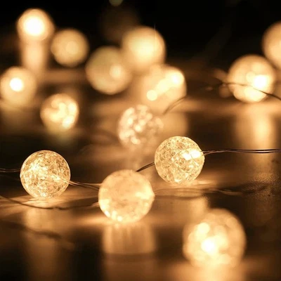 Crystal Ball Garland String Lights Flash Indoor Holiday Lamp 20LED Fairy 2Meters - Image 1 of 4