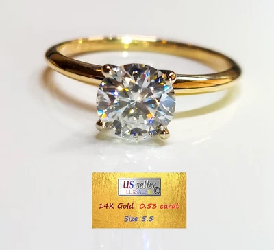Estate ring Solitaire ring Size 5.5, 14k gold ring,0.53 carat certified Diamond - Image 1 of 4
