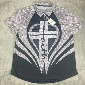 Camisa Polo DUVAL Faith Cremallera Cruzada Para Hombre 3XL Estampado Gráfico Manga Corta - Imagen 1 de 7