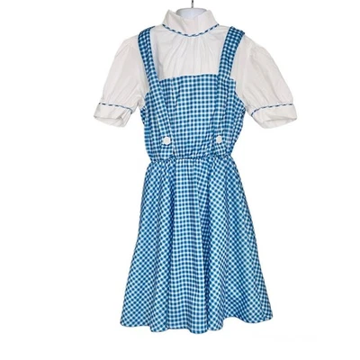 Disfraz Grande Mago de Oz Dorothy Gale Niñas Azul Blanco Vestido Cuadros Halloween Foto 1 de 4