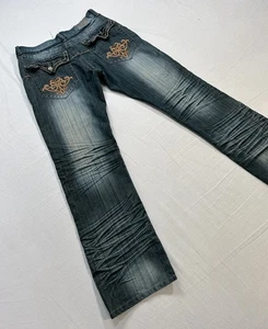 Vintage True Religion Style Mens Y2K Skater Jeans Sz 34 Coogi Style Embroidery - Picture 1 of 24