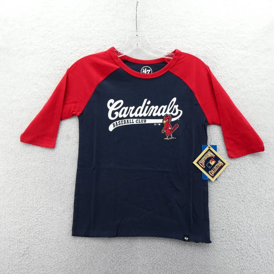 St Louis Cardinals Shirt Boys Medium Blue '47 Brand 3/4 Sleeve Kids Youth New - Image 1 of 4