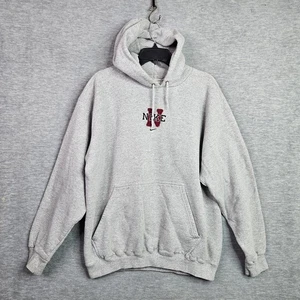 Nike Center Swoosh Y2K USA Made Grey Vintage Sweatshirt Hoodie Size L - Picture 1 of 11