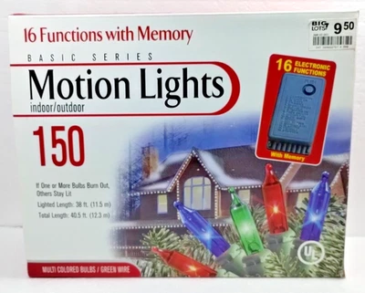 Set Of 3 16-Motion Settings W/ Memory Multicolor Motion Lights 150-Count New - Image 1 of 4