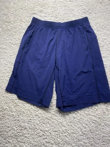 Lululemon Medium Blue Striped Linerless Running Shorts #3082 EUC - Picture 1 of 7
