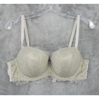 Sujetador Victorias Secret 36C Dream Angels Forrado Demi Encaje Ribete Iridiscente Push Up Foto 1 de 4