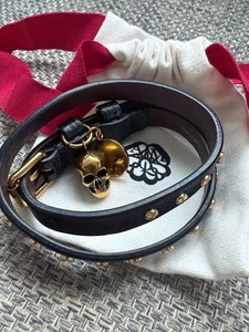 Alexander McQueen Skull Bracelet Black Antique Gold Pre-owned JAPAN FREE SHIP - Picture 1 of 6