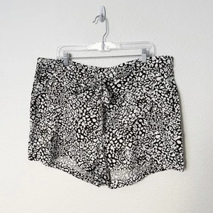 Banana Republic Size 18 Brown Cream Leopard Print Belted Waist High Rise Shorts - Picture 1 of 12