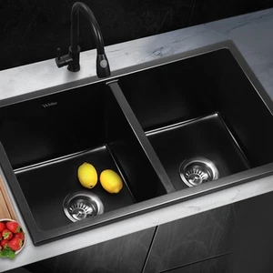 Welba Kitchen Sink Basin Granite Stone Laundry Double Bowl 770mmx450mm - Picture 1 of 10
