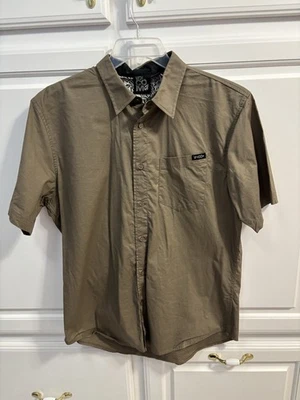 Volcom Short Sleeve Button Front Khaki Shirt Men’s Medium - Image 1 of 4