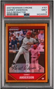 Bowman 2007 refractor cromado dorado #157 Garret Anderson, PSA 9 como nuevo, 22/50 - Imagen 1 de 4