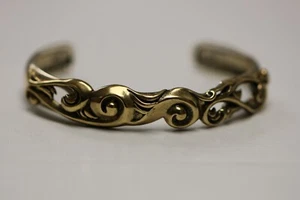 Carolyn Pollack 925 Sterling Silver & Bronze Scrollwork Art Deco Cuff Bracelet - Picture 1 of 8