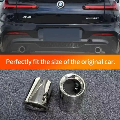 Punta de silenciador de escape de coche de 2 piezas de acero inoxidable cromado para BMW X3 G01 X4 G02 19-22 Foto 1 de 4