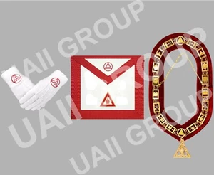 Masonic High Priest Royal Arch Chapter Officer Apron, Chain Collar & Gloves - Picture 1 of 1