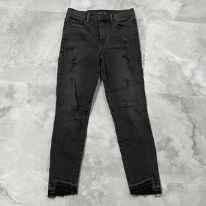 Level 99 Elle High Rise Uneven Hem Jeans Size 27 Black Denim Crop - Picture 1 of 8