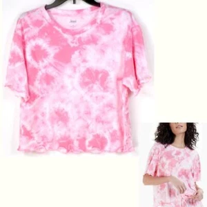 Jenni Womens Lettuce-edge Pajama Top TieDye Pink Size M New - Picture 1 of 4