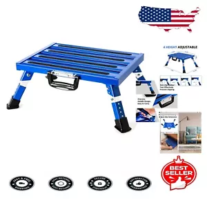 Adjustable Aluminum RV Step Stool - Durable Folding Platform, 1,500 lbs Support - Picture 1 of 8