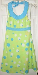NWT Charter Club Girls Chartreuse & Aqua Polka Dot Halter Dress, Size 7, $32 - Picture 1 of 6
