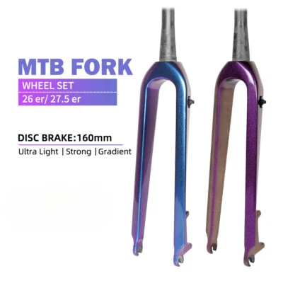 26 / 27.5 Inch MTB Bicycle Carbon Fork Disc Brake 160mm Tapered Tube Front Forks - Image 1 of 4