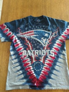 Vintage Style Tie Dye New England Patriots T-Shirt Size M NFL Red White Blue mac - Picture 1 of 2