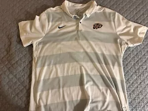 XL Nike UTEP Miners Dri Fit Short Sleeve Polo Shirt White Gray - Picture 1 of 3