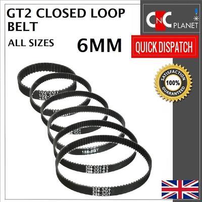 GT2 2M 2mm Pitch 6mm Width Closed Loop Synchronous Timing Belt For Pulley CNC 3D • 3.95£