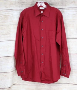Van Heusen Mens Sz 16 34/35 Button Up Long Sleeve Wrinkle Free Lux Sateen Shirt - Picture 1 of 7