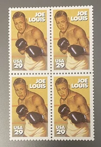 Boxer Joe Louis 1993 Block of 4 29 cent stamp MNH - Picture 1 of 2