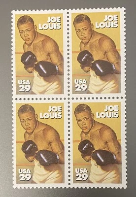 Boxer Joe Louis 1993 Block of 4 29 cent stamp MNH - Image 1 of 2