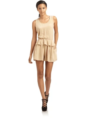 Mameluco sin mangas Robert Rodriguez desnudo tostado claro seda peplum talla 4 Foto 1 de 4