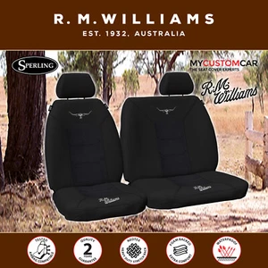 R.M.Williams RMW Longhorns Jacquard Black Front 3/4 bench Car Seat Covers - Picture 1 of 4