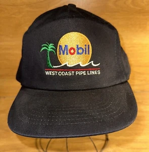 Exxon Mobil West Coast Pipeline Snapback Hat Black Embroidered Palm Tree Cap - Picture 1 of 11