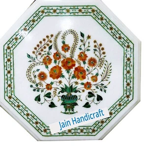 24'' white Marble Center corner Table Top Inlay malachite antique ds - Picture 1 of 4