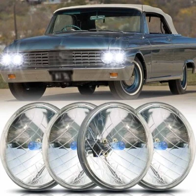 4x 5.75" 5-3/4 inch Round Headlights Hi-Lo DRL FIT 1962-1974 Ford Galaxie 500 - Image 1 of 4