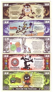 ONE MILLION DOLLARS TOONS SET DE 5  BILLETS (LOT 3) - Picture 1 of 2