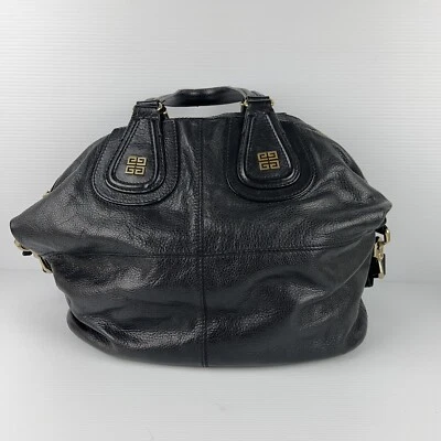 Vintage Givenchy Black Nightingale Leather HandBag Shoulder Strap Gold Medium - Image 1 of 4