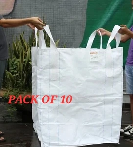 Qty- 10 Heavy Duty FIBC Bulk Ton Bag SWL 2200LB 35x35x43 Duffle Top Flat Bottom - Imagen 1 de 11