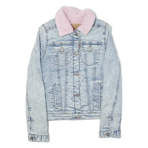 LEVI'S Acid Wash Sherpa gefütterte Jeansjacke blau Mädchen L - Bild 1 von 6