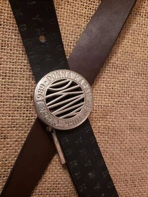 Donna Karan New York 1989 cinturón y hebilla negro talla grande Foto 1 de 4