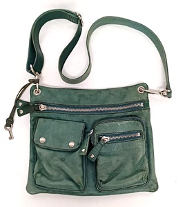 FOSSIL SUTTER TEAL GREEN LEATHER CROSSBODY SHOULDER MESSENGER BAG ZB2340 - Picture 1 of 8
