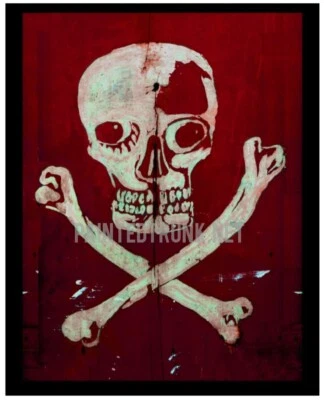 antiguo tatuaje flash arte popular brut calavera y huesos cruzados veneno 16x20 impresión giclee Foto 1 de 2