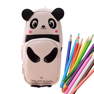 Pencil Holder Case Cute Panda Stationery Cosmetic Storage Bag with 2 Compartment - Picture 1 of 12