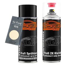 Produktbild - Autolack 2K Spraydosen Set für Ford W6 Ivory Basislack 2 Komponenten Klarlack
