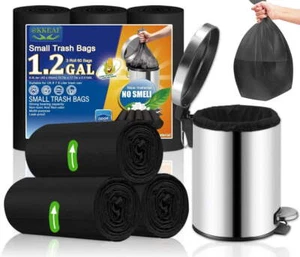 1.2 gal Small Garbage Bags ,60 per Pack, for Bathroom ,Bedroom,Kitchen,Black. - Picture 1 of 5