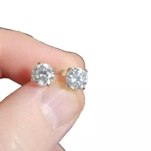 925 PT CZ Stud Earrings - Picture 1 of 4